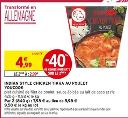 Intermarché Express YOUCOOK Indian style chicken tikka au poulet offre