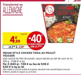 Intermarché Express YOUCOOK Indian style chicken tikka au poulet offre
