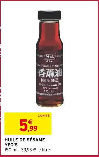 Intermarché Express YEO'S Huile de Sésame offre