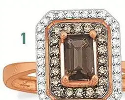 E.Leclerc bague quartz fumé, diamants blancs et diamants bruns offre