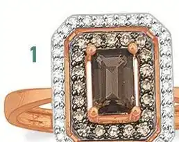 E.Leclerc bague quartz fumé, diamants blancs et diamants bruns offre