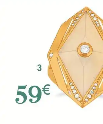 E.Leclerc bague en plaqué or, pierre de lune et oxydes de zirconium offre