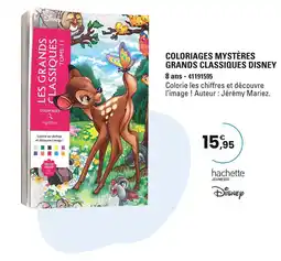 JouéClub Disney / hachette jeunesse Coloriages Mystères Grands Classiques Disney offre