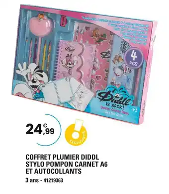 JouéClub Diddl Coffret Plumier Diddl Stylo Pompon Carnet A6 et Autocollants offre