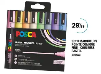 JouéClub Posca Set 8 marqueurs pointe conique fine - couleurs pastel offre