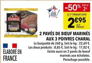 Supeco Charal 2 Pavés de Bœuf Marinés aux 3 Poivres offre