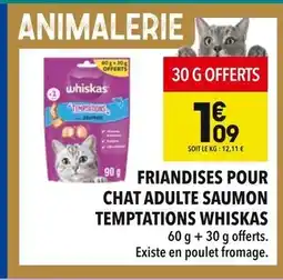 Supeco Whiskas Friandises pour chat adulte saumon Temptations offre