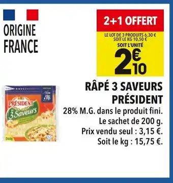 Supeco Président Râpé 3 Saveurs offre