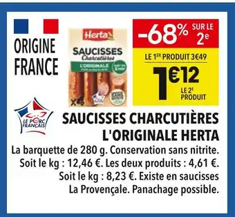 Supeco Herta Saucisses Charcutières L'Originale offre