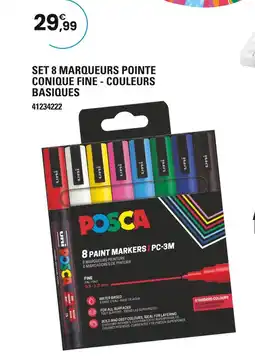 JouéClub POSCA Set 8 marqueurs pointe conique fine - couleurs basiques offre