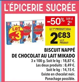 Supeco Mikado Biscuit nappé de chocolat au lait offre