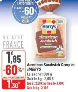 G20 American sandwich complet harry's offre