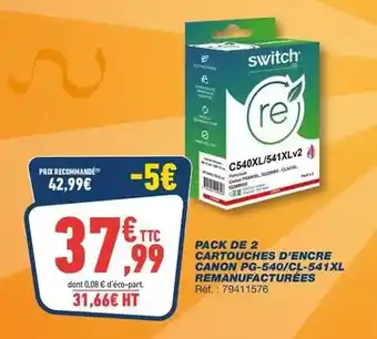 Bureau Vallée Switch - pack de 2 cartouches d'encre canon pg-5401cl-54jxl offre
