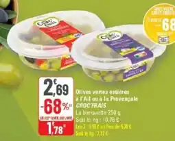 G20 Olives vertes entières à l'ail ou à la provençale croc frais offre