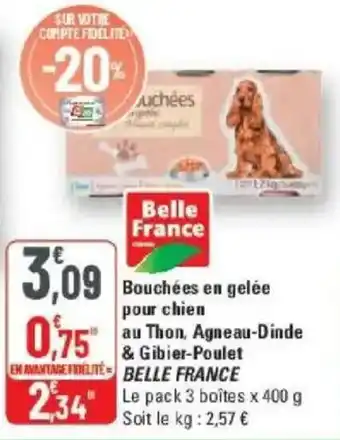 G20 Bouchées en gelée pour chien au thon agneau-dinde & gibier-poulet belle france offre