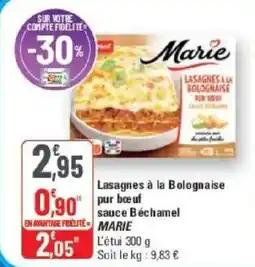 G20 Lasagnes à la bolognaise pur boeuf sauce béchamel marie offre