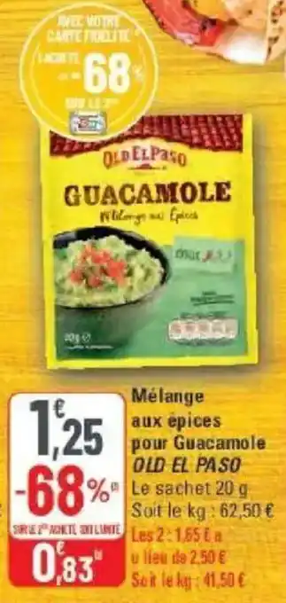 G20 Mélange aux épices pour guacamole old el paso offre