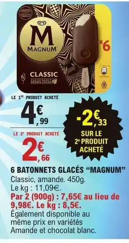 E.Leclerc 6 BATONNETS GLACÉS “MAGNUM” offre