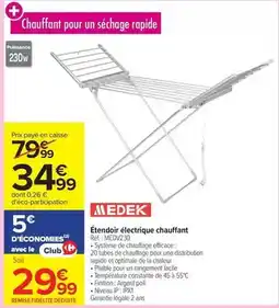 Carrefour Medek - étendor électrique chauffant réf. : mfd7204 offre