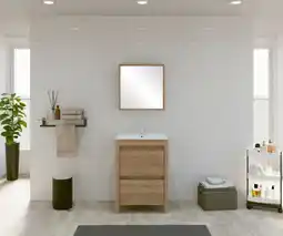 Brico Dépôt Ensemble meuble 4 tiroirs + vasque + miroir evasion l. 120 cm offre