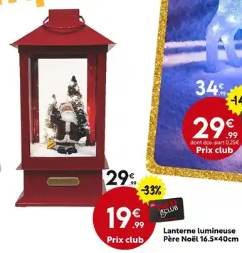Maxi Bazar Lanterne lumineuse Père Noël 16.5x40cm offre