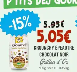 Naturalia Grillon d'Or Krounchy Épeautre Chocolat Noir offre