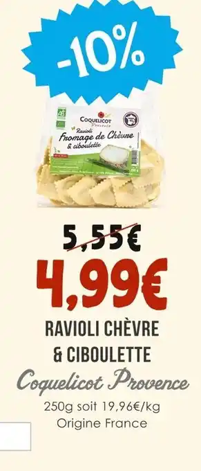 Naturalia Coquelicot Provence Ravioli Chèvre & Ciboulette offre