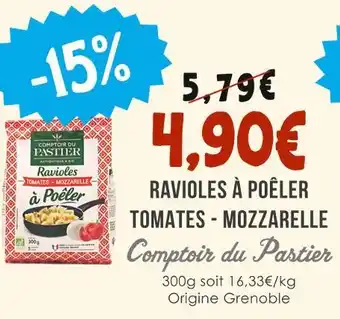 Naturalia COMPTOIR DU PASTIER Ravioles à poêler tomates - mozzarella offre