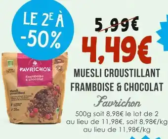 Naturalia Favrichon Muesli croustillant framboise & chocolat offre