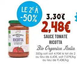 Naturalia BIO ORGANICA ITALIA Sauce tomate ricotta offre