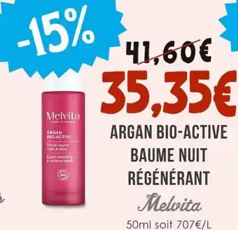 Naturalia MELVITA Argan bio-active baume nuit régénérant offre