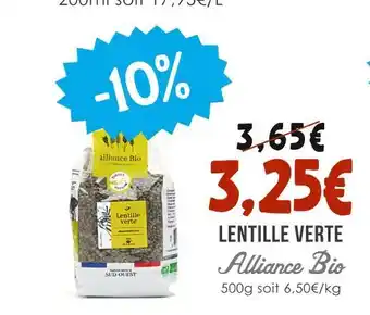 Naturalia Alliance Bio Lentille verte offre