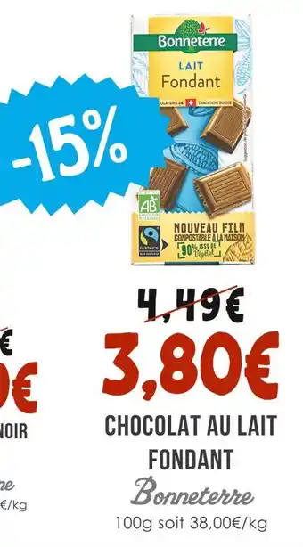 Naturalia Bonneterre Chocolat au Lait Fondant offre