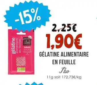 Naturalia IBO Gélatine alimentaire en feuille offre