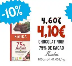 Naturalia Kaoka Chocolat Noir 75% de Cacao offre