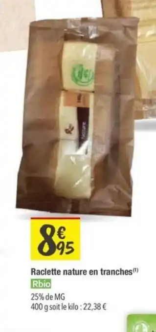 Les Comptoirs de la Bio RBIO Raclette nature en tranches offre