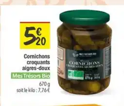 Les Comptoirs de la Bio MES TRÉSORS BIO Cornichons croquants aigres-doux offre