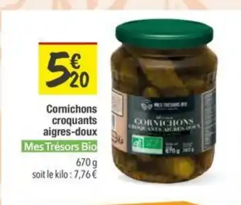 Les Comptoirs de la Bio MES TRÉSORS BIO Cornichons croquants aigres-doux offre