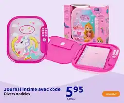 Action Journal intime avec code offre