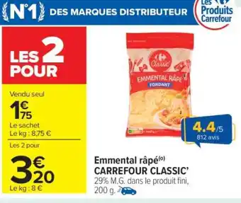 Carrefour Market EMMENTAL RÂPÉ CARREFOUR CLASSIC offre