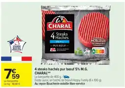 Carrefour Market 4 steaks hachés pur bœuf 5% M.G. CHARAL offre