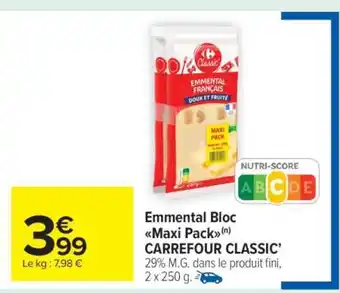 Carrefour Market Emmental Bloc Maxi Pack offre