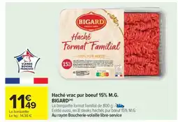 Carrefour Market Haché vrac pur boeuf 15% M.G. BIGARD offre
