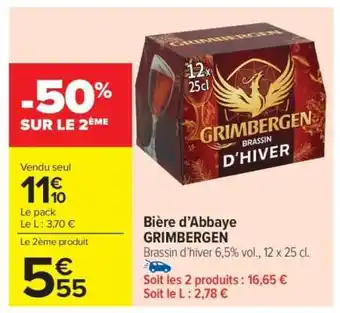 Carrefour Market Bière d'Abbaye GRIMBERGEN offre