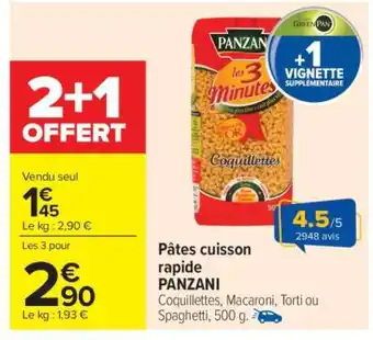 Carrefour Market Pâtes Cuisson Rapide 'Panzani' offre