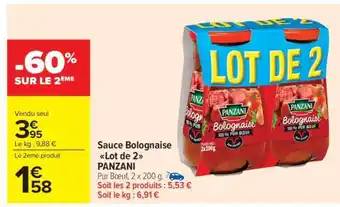 Carrefour Market Sauce Bolognaise Lot de 2 PANZANI offre