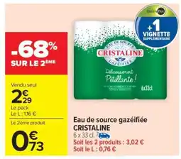 Carrefour Market Eau de Source Gazéifiée 'Cristaline' offre