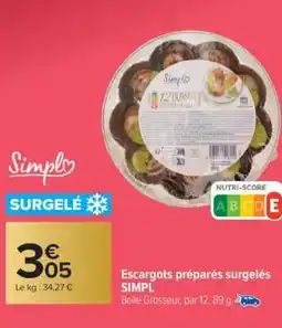 Carrefour Market Escargots préparés surgelés SIMPL offre