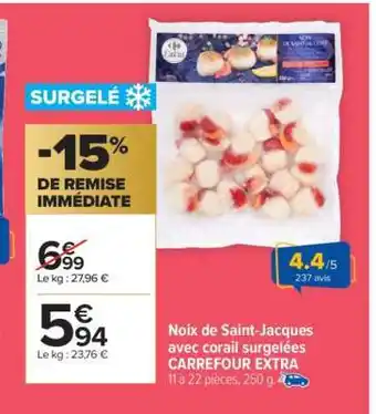 Carrefour Market Noix de Saint-Jacques avec corail surgelées CARREFOUR EXTRA offre
