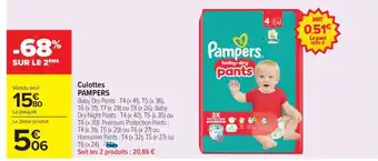 Carrefour Market Culottes PAMPERS offre